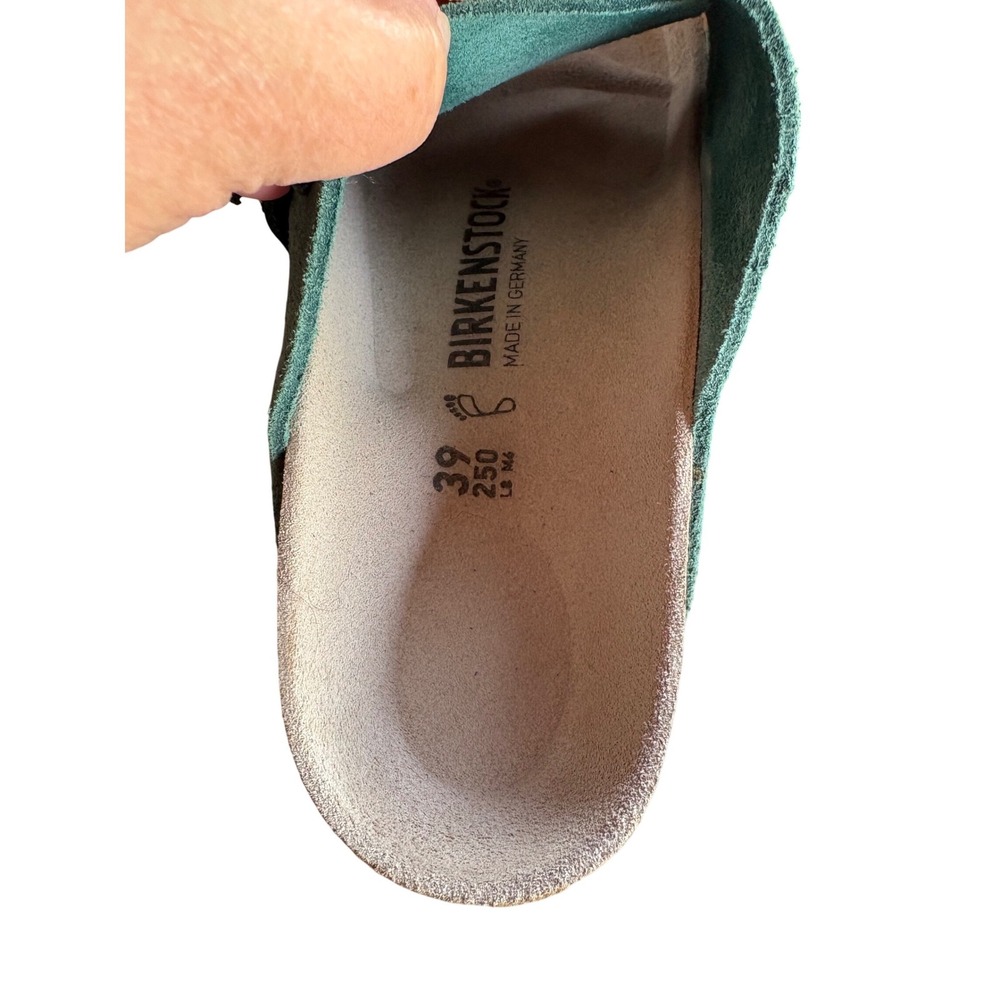 Birkenstock Green Suede Adjustable Slide Sandals - Picture 2 of 5